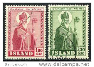 Iceland #269-70 Used Bishop Jon Arason Set From 1950 - Used Stamps