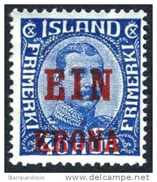 Iceland #150 Mint Hinged 1kr Surcharge On 40a From 1926 - Ongebruikt