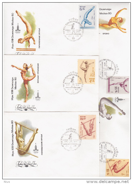 Russia USSR 1978 FDC X5 22nd Summer Olympic Games In Moscow.Gymnastic Sport Sports - FDC