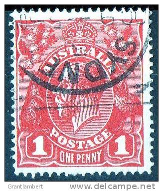 Australia 1914-34 King George V 1d  Red - Single Crown Wmk Used - Sydney - Usati