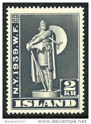 Iceland #216 Mint Hinged 2kr High Value From NY World´s Fair Set From 1939 - Unused Stamps