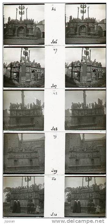 5 plaques de verre stéréo du 29 en 1909 Plougastel le Calvaire B8-12
