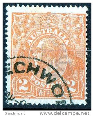 Australia 1918 King George V 2d Orange - Single Crown Wmk Used - Probably Beechworth - Oblitérés