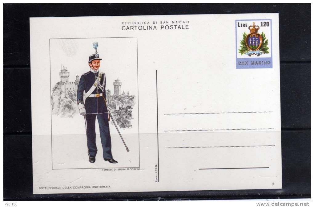 SAN MARINO 1979 CARTOLINA POSTALE NUOVA: SOTTUFFICIALE DELLA COMPAGNIA UNIFORMATA - Interi Postali