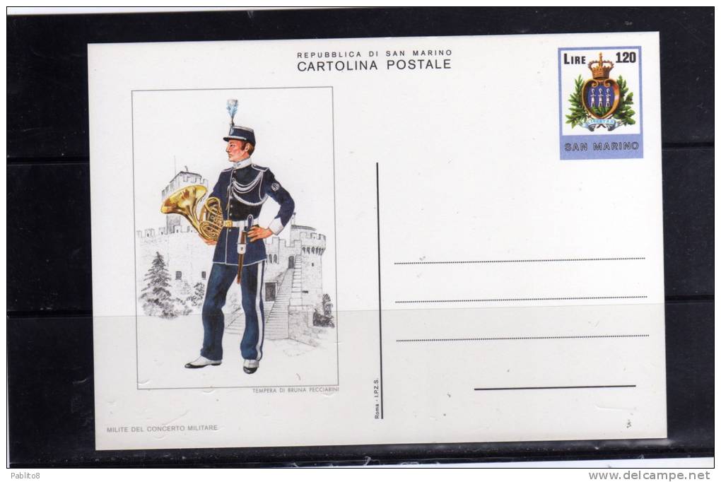 SAN MARINO 1979 CARTOLINA POSTALE NUOVA: MILITE DEL CONCERTO MILITARE - Interi Postali