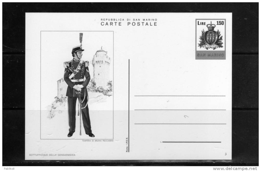 SAN MARINO 1979 CARTOLINA POSTALE NUOVA: SOTTUFFICIALE DELLA GENDARMERIA - Entiers Postaux