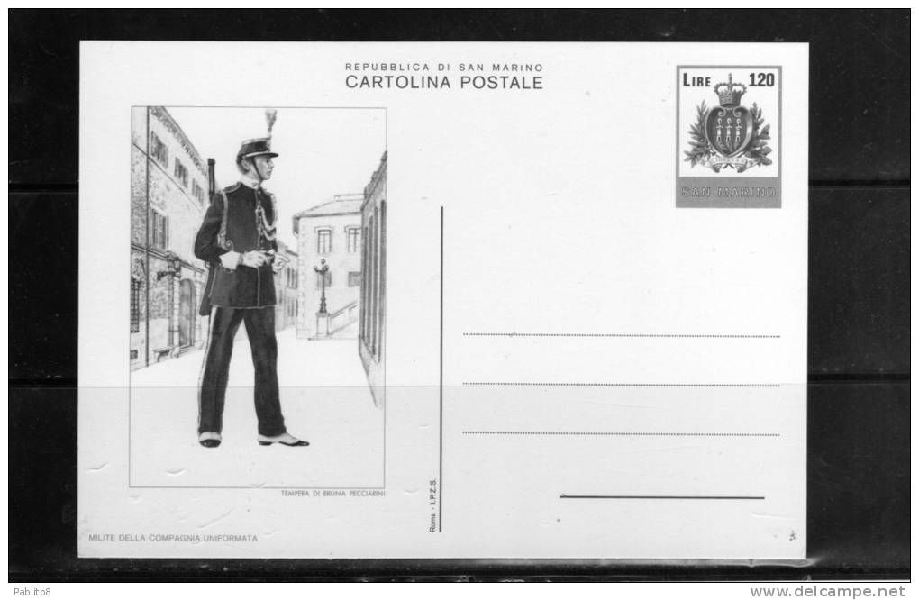 SAN MARINO 1979 CARTOLINA POSTALE NUOVA: MILITE DELLA COMPAGNIA UNIFORMATA - Interi Postali