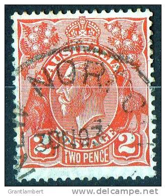 Australia 1926 King George V 2d Red Small Multiple Wmk Used - New Norfolk Tasmania - Usati