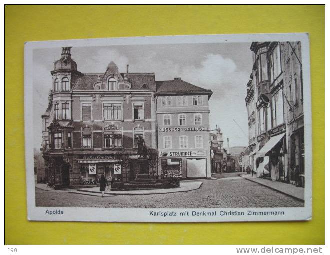 Apolda Karlsplatz Mit Denkmal Christian Zimmermann - Apolda