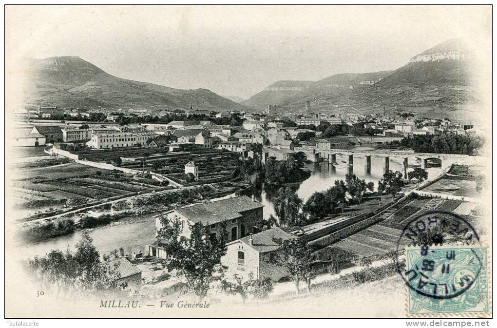 CPA 12 MILLAU VUE GENERALE 1905 - Millau