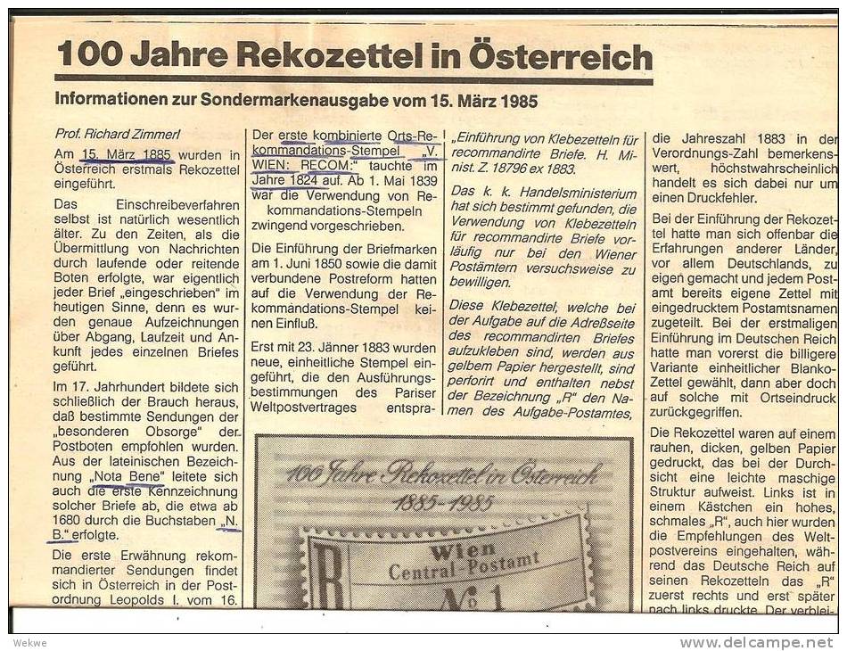 Österr. Einschreibezettel, Ausfühliches Auf 2 Battern - Filatelia E Storia Postale