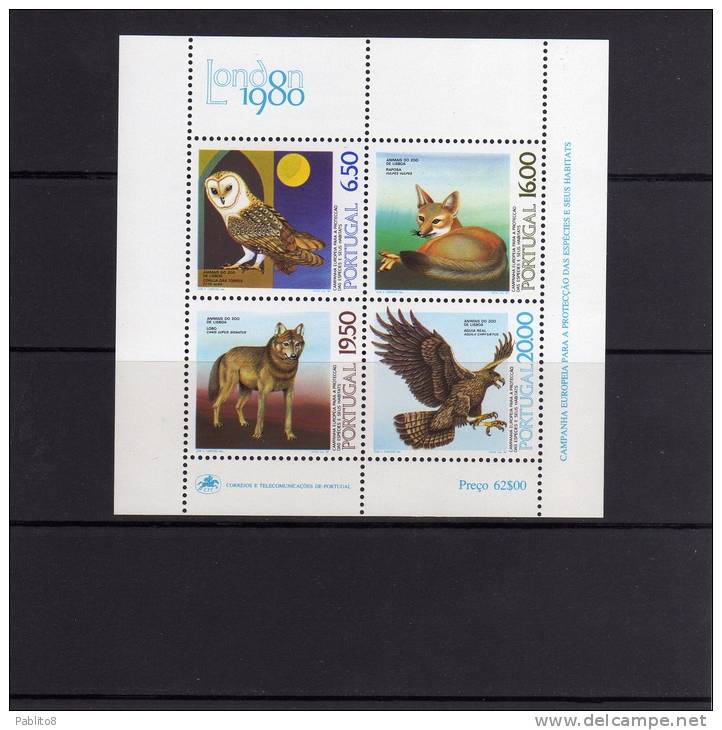 PORTOGALLO PORTUGAL 1980 PROTEZIONE HABITAT FAUNA BLOCK SHEET BLOCCO FOGLIETTO BLOC FEUILLET MNH - Blocs-feuillets