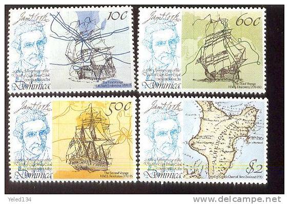 DOMINICA   625-8  MINT NEVER HINGED SET OF STAMPS  OF CAPT. COOK ; SHIPS - Bateaux