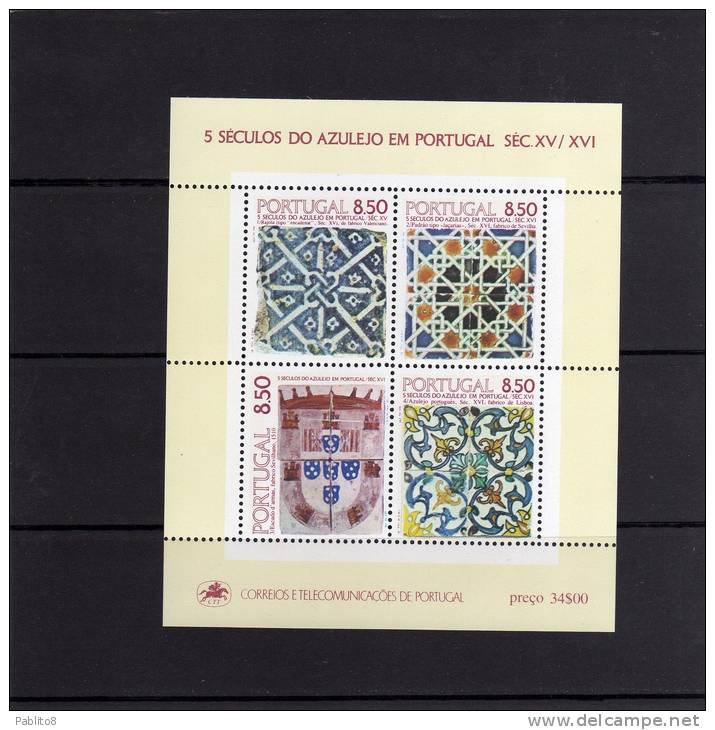 PORTOGALLO - PORTUGAL 1981 MAJOLICA MAIOLICA MAJOLIQUE AZULEJO BLOCK SHEET BLOCCO FOGLIETTO BLOC FEUILLET MNH - Blocks & Kleinbögen