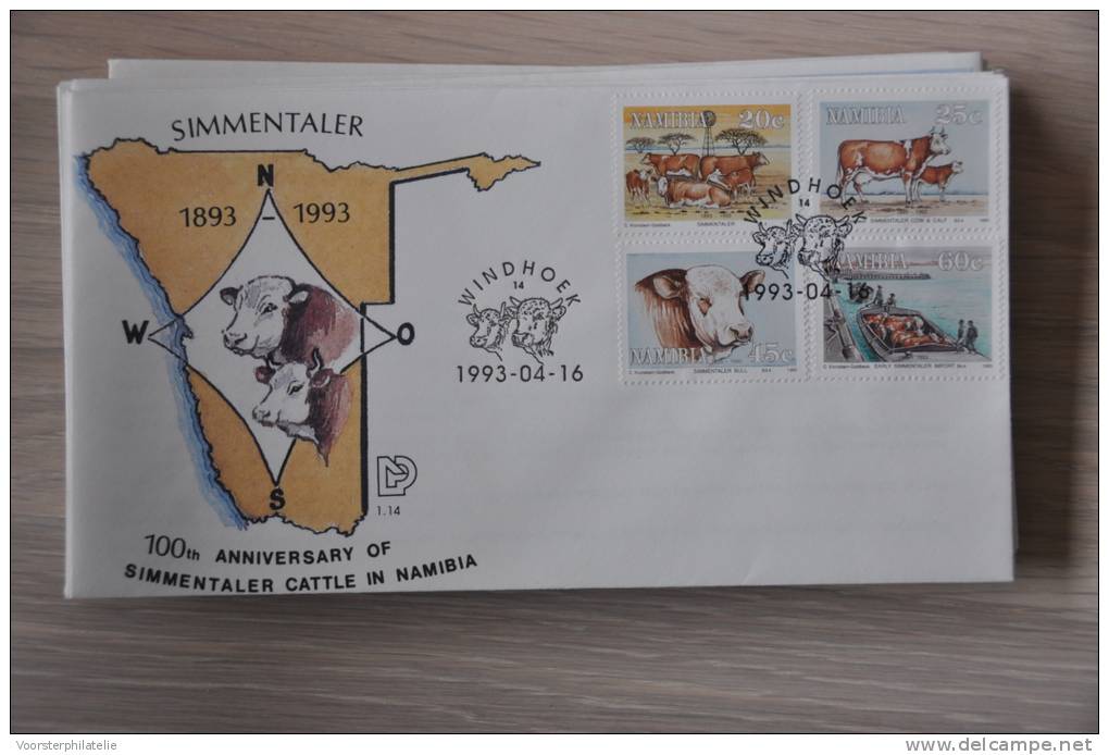 FDC NAMIBIË NAMIBIA 1993 COW RUND KOE RIND VACHE BLANCO BLANK. - Namibie (1990- ...)