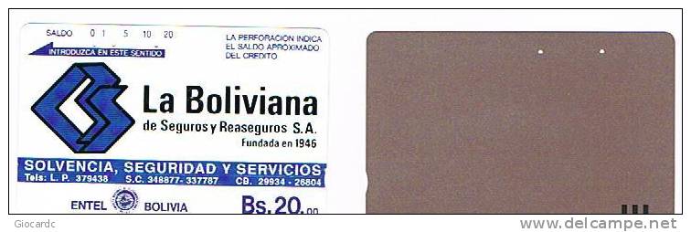 BOLIVIA - ENTEL (TAMURA) -  1990 LA BOLIVIANA INSURANCE        - USED  -  RIF. 345 - Bolivia
