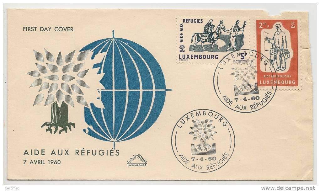 WORLD REFUGEE YEAR - ANNÉE MONDIALE Du RÉFUGIÉ  - LUXEMBOURG 1960 FDC - Yvert # 576/577 - Damaged At Back - Refugees