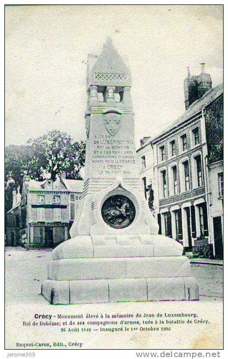 CRECY EN PONTHIEU - (80150) - CPA - Crécy, Monument élevé à La Mémoire De Jean De Luxembourg - Crecy En Ponthieu