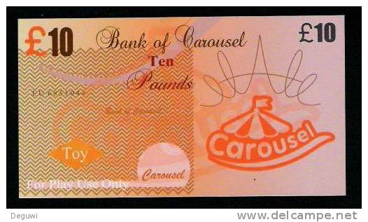 Test Note "CAROUSEL" Billet Scolaire, 10 Pds., Training, Orig. Size, RRR, UNC , Token, Play Money - Other & Unclassified