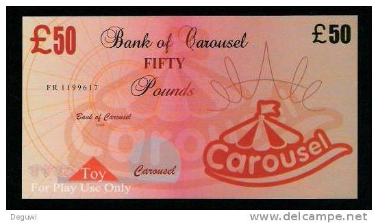Test Note "CAROUSEL" Billet Scolaire, 50 Pds., Training, Orig. Size, RRR, UNC , Token, Play Money - Other & Unclassified