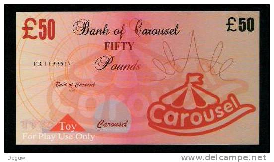 Test Note "CAROUSEL" Billet Scolaire, 50 Pds., Training, Orig. Size, RRR, UNC , Token, Play Money - Sonstige & Ohne Zuordnung