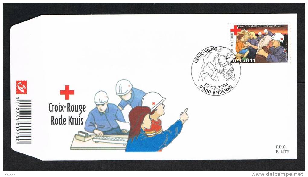 BELGIE   FDC  RODE KRUIS  VOOR EN NA DE RAMP  2004 - 2001-2010