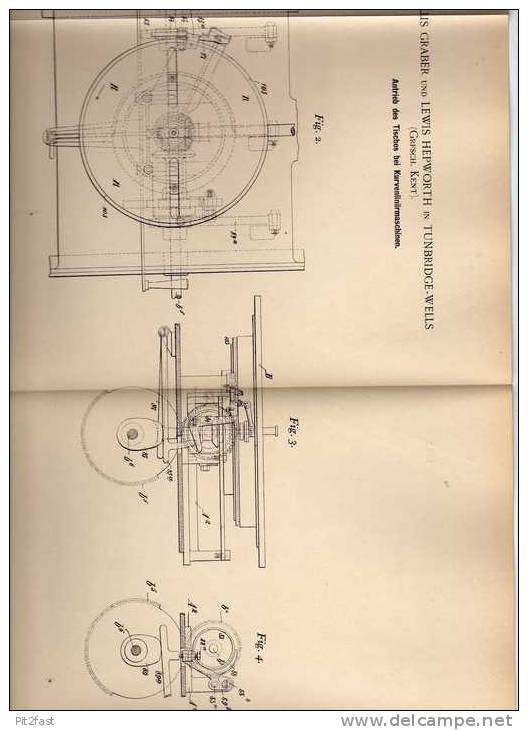 Original Patentschrift - Kurvenliniermaschine , 1898, E. Graber In Tunbridge-Wells , Kent !!! - Tools