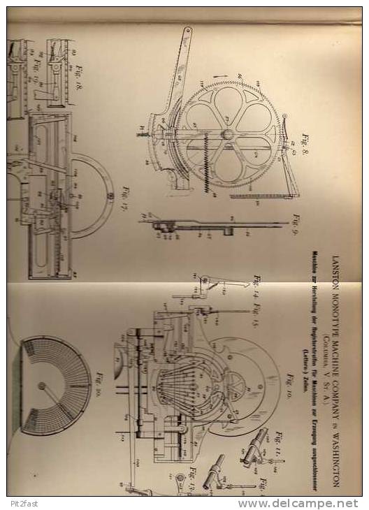 Original Patentschrift - Schreibmaschine , Erzeugung Von Lettern , 1897, Monotype Company In Washington , USA  !!! - Máquinas
