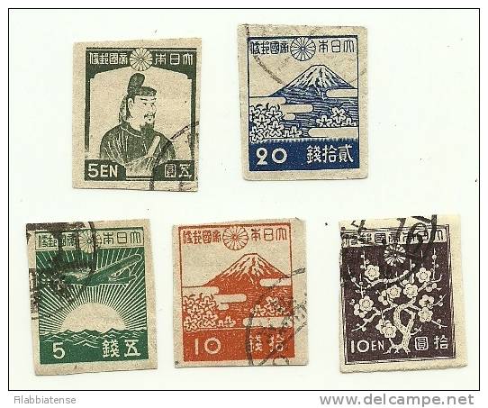 1945 - Giappome 345/46 + 346B + 348A/B Ordinaria C1434 - Used Stamps