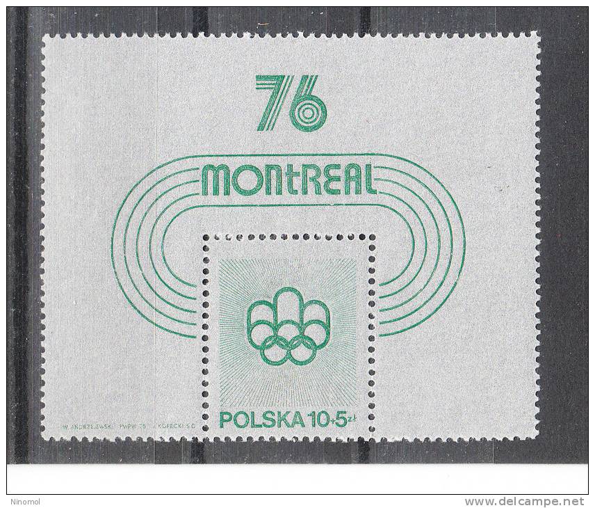 Polonia   Poland -   1975.  Logo Of  The Olympic Montreal Games.  BF  MNH,  Fresh Sheet - Zomer 1976: Montreal