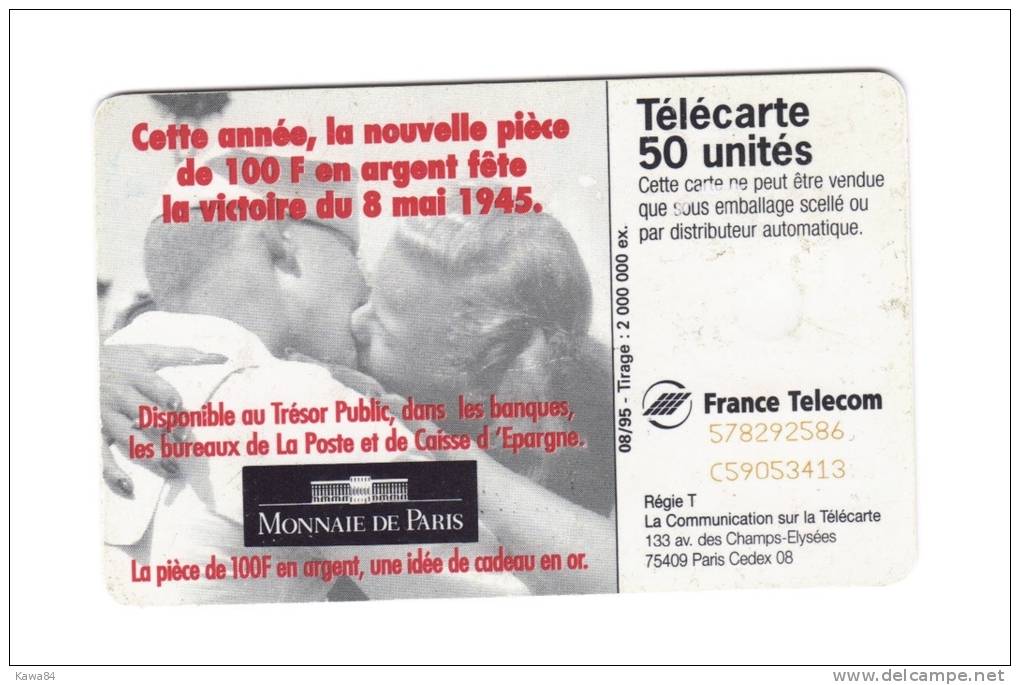 CARTE Télécarte  "  Monnaie De Paris -Mai 45 - Mai 95  " - Werbung