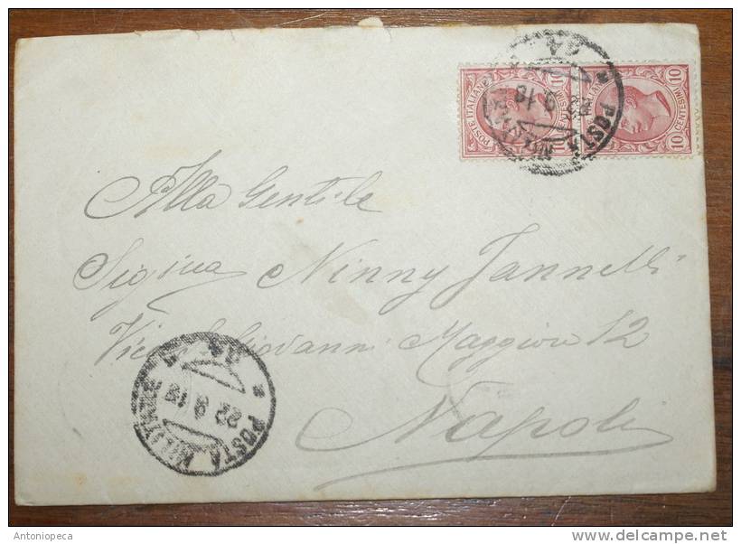 ITALIA 1918 , LETTERA AFFRANCATA COPPIA CENT 10 DEL 1906 - Storia Postale