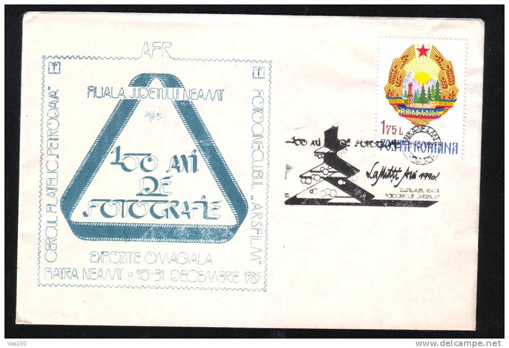 PHOTOGRAPHY CELEBRATION PHILATELIC EXHIBITION, 1989, SPECIAL COVER, OBLITERATION CONCORDANTE, ROMANIA - Photographie