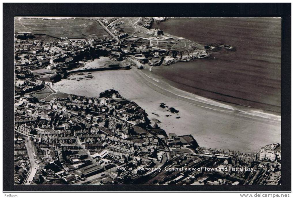 RB 842 - Aerial Real Photo Postcard - Newquay Cornwall - View Of Town &amp; Fistral Bay - Newquay