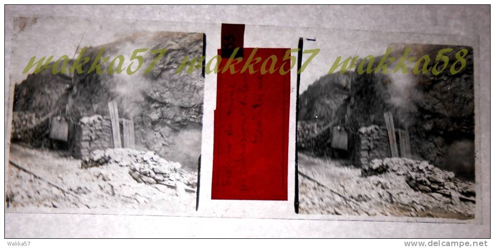 $3B8- WWI - Scoppio Di Mine Per Costruzione Di Caverne Monfalcone Gorizia - Vera Diapositiva Stereo In Vetro - Glass Slides