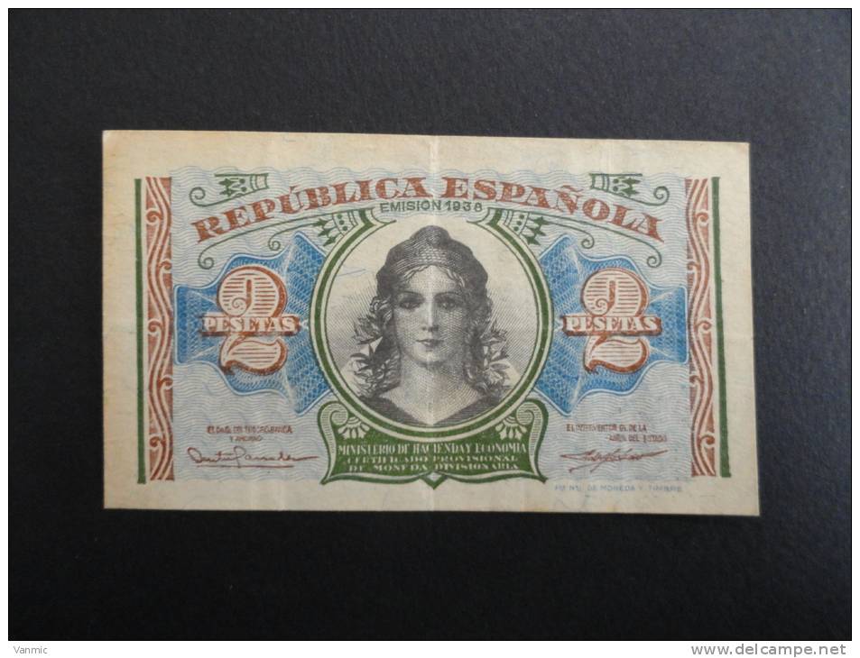 1938 - Billet 2 Pesetas - Espagne - Espana - A 0569622 - [ 5] Emissions Ministère Des Finances