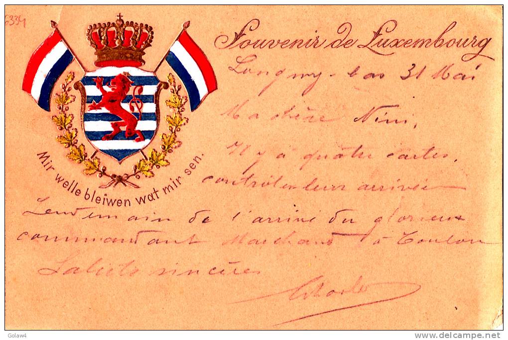 6334# SOUVENIR DE LUXEMBOURG MIR WELLE BLEIWEN WAT MIR SEN 1899 BLASON ET DRAPEAUX EN RELIEF PAPETERIE FAYOT - Autres & Non Classés