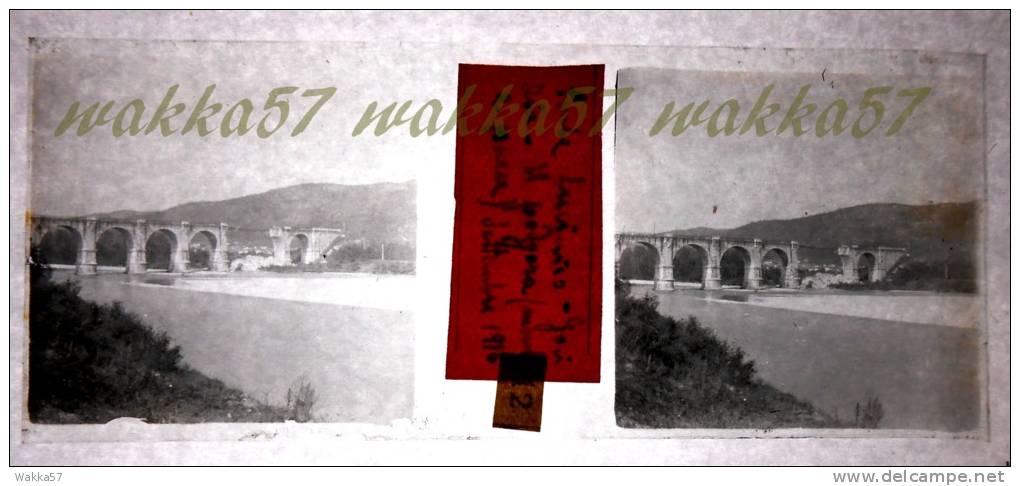 $3B12- WWI - Ponte Di Lucinico Gorizia Il Podgora Settembre 1016 - Vera Diapositiva Stereo In Vetro - Diapositiva Su Vetro