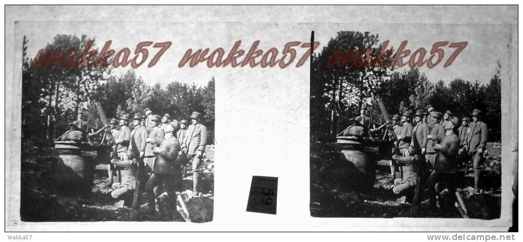 $3C3- WWI - Mitragliatrice In Postazione Contro Aerei Nella Pineta Di Quota 951 Monfalcone Febbraio 1916 - Diapositiva Su Vetro