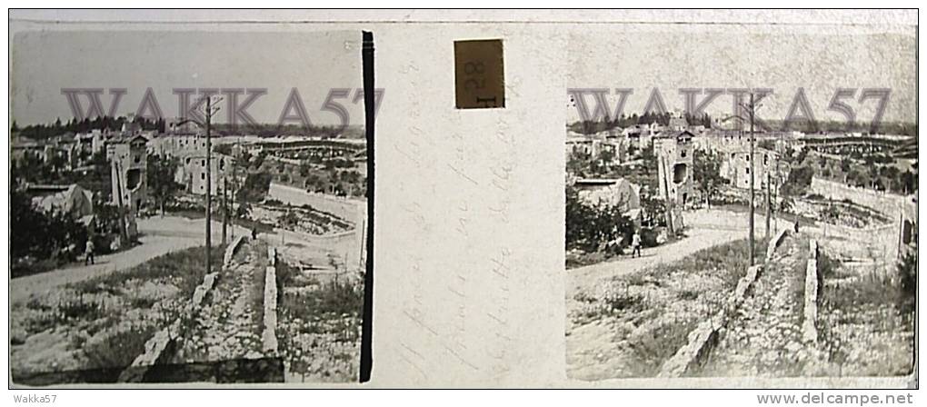 $3C12- WWI - Il Paese Di Sagrado Friuli In Parte Distrutto Dalle Artiglierie - Vera Diapositiva Stereo In Vetro - Diapositiva Su Vetro