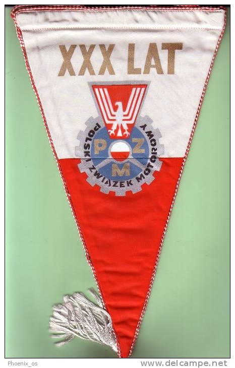 POLAND - Flag, Racing - Motorsport, Motorbike, 30 Year Polish Association Of Motorsport , Year 1980 - Apparel, Souvenirs & Other