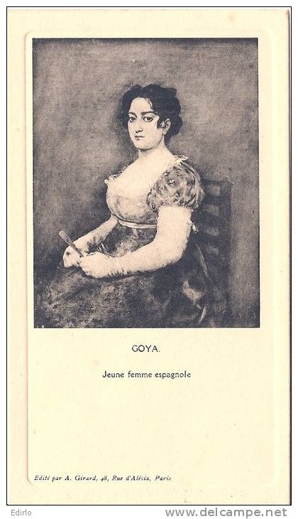 MENU Au Dos - Litho GOYA Jeune Femme Espagole  - Excellent état - Menus