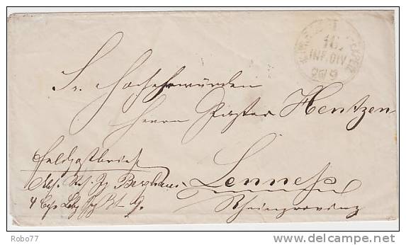 1870 Prussia - France War. Cover. Military, Feldpost, Fieldpost. Feld - Post - Exped 18. Inf. Div. 26/9. (Q31001) - War Stamps