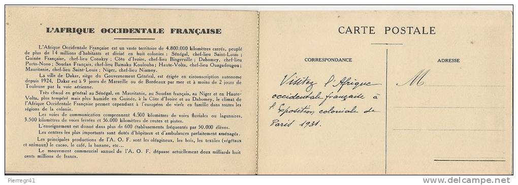 CPA-1931-EXP COLONIALE De PARIS-CARTE TRIPLE AOF PUBLICITAIRE-TBE - Dahomey