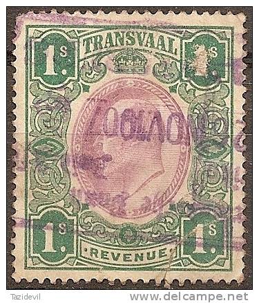 TRANSVAAL - 1907 Edward VII 1/- Revenue. Used - Transvaal (1870-1909)