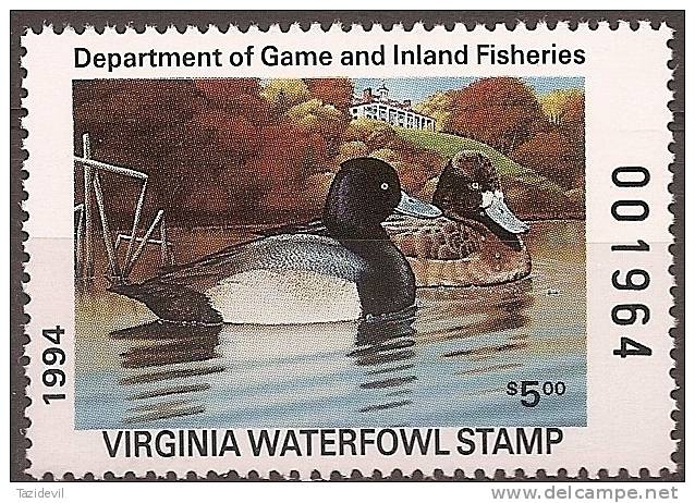 UNITED STATES -  1993 Virginia Duck Hunting Stamp. MNH **   001964 - Duck Stamps