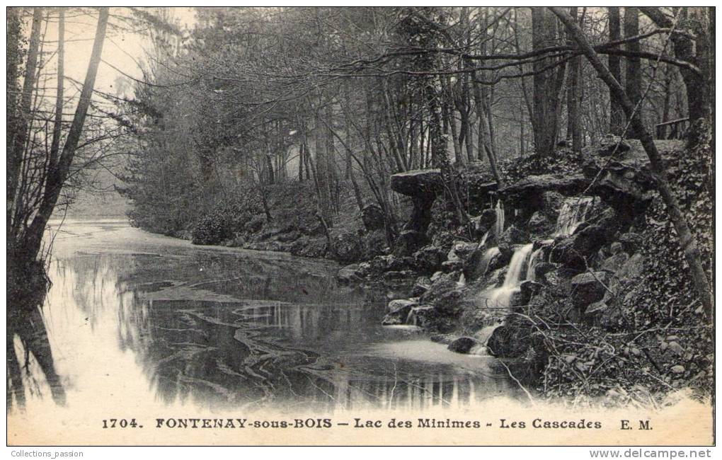 Cp , 94 , FONTENAY SOUS BOIS , Le Lac Des Minimes , Les Cascades , écrite , Ed : Malcuit - Fontenay Sous Bois