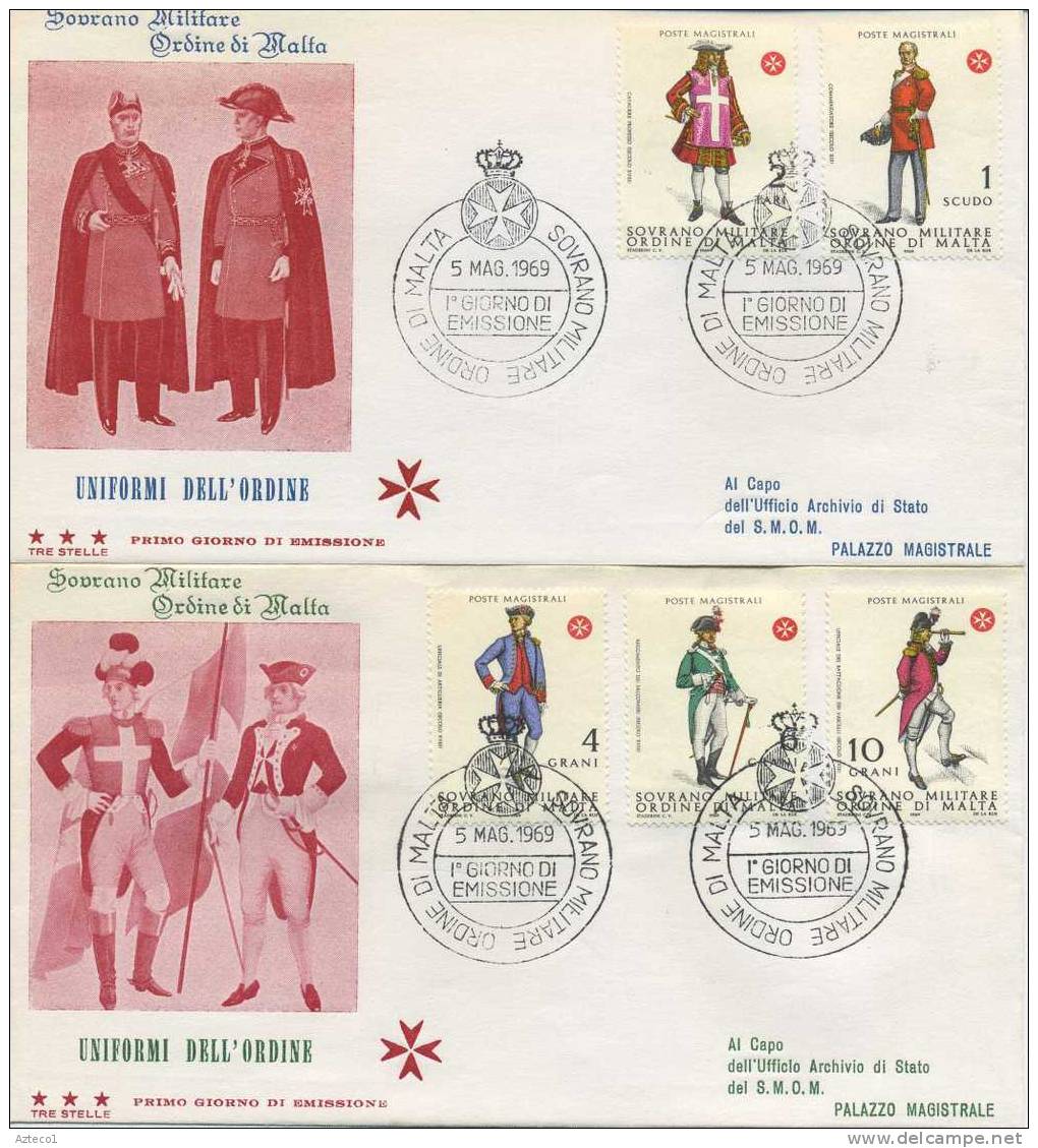 S.M.O.M. - FDC TRE STELLE 1969 - UNIFORMI - VIAGGIATE - Malte (Ordre De)