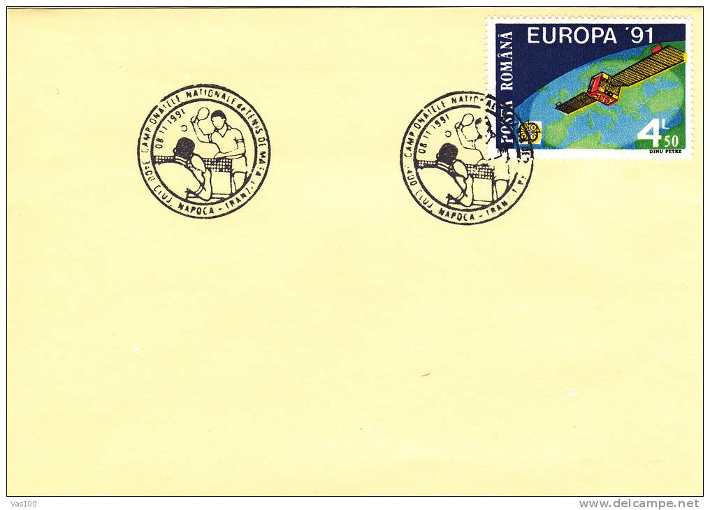 TABLE TENNIS, 1991, SPECIAL COVER, METER MARK ON COVER, ROMANIA - Tenis De Mesa