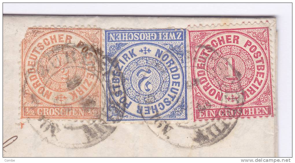 Nord Bund, 1869, 1/2g 1g 2g, PD, Entrée Prusse Par Lille, Burtscheidt F.Wilberding,  Courrier Vente De Fil De Fer/ 312 - Covers & Documents